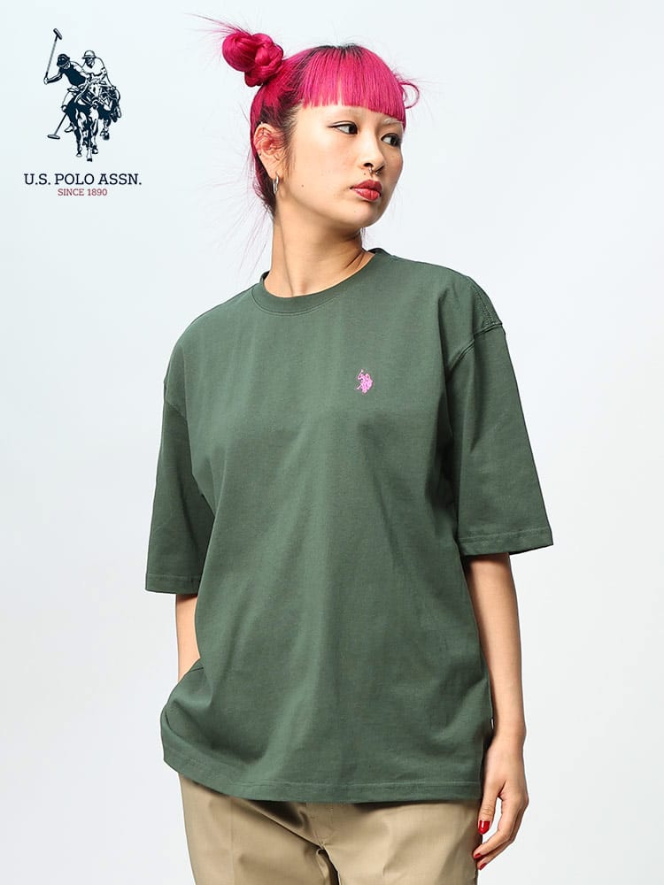 U.S. POLO ASSN. (ユーエスポロアッスン) ワンポイントロゴ 無地 クルーネック 半袖 Tシャツ