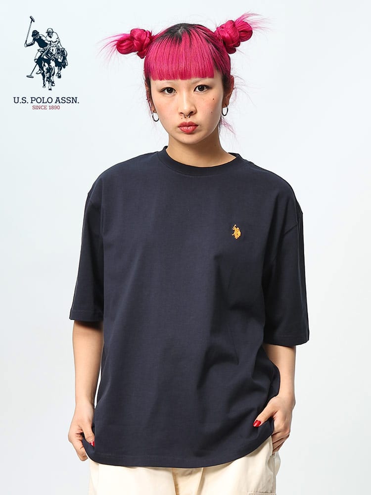U.S. POLO ASSN. (ユーエスポロアッスン) ワンポイントロゴ 無地 クルーネック 半袖 Tシャツ