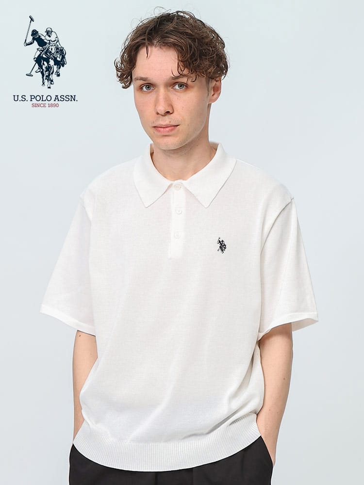 U.S. POLO ASSN. (ユーエスポロアッスン) ロゴ刺繍 無地＆柄 半袖 ニットポロシャツ