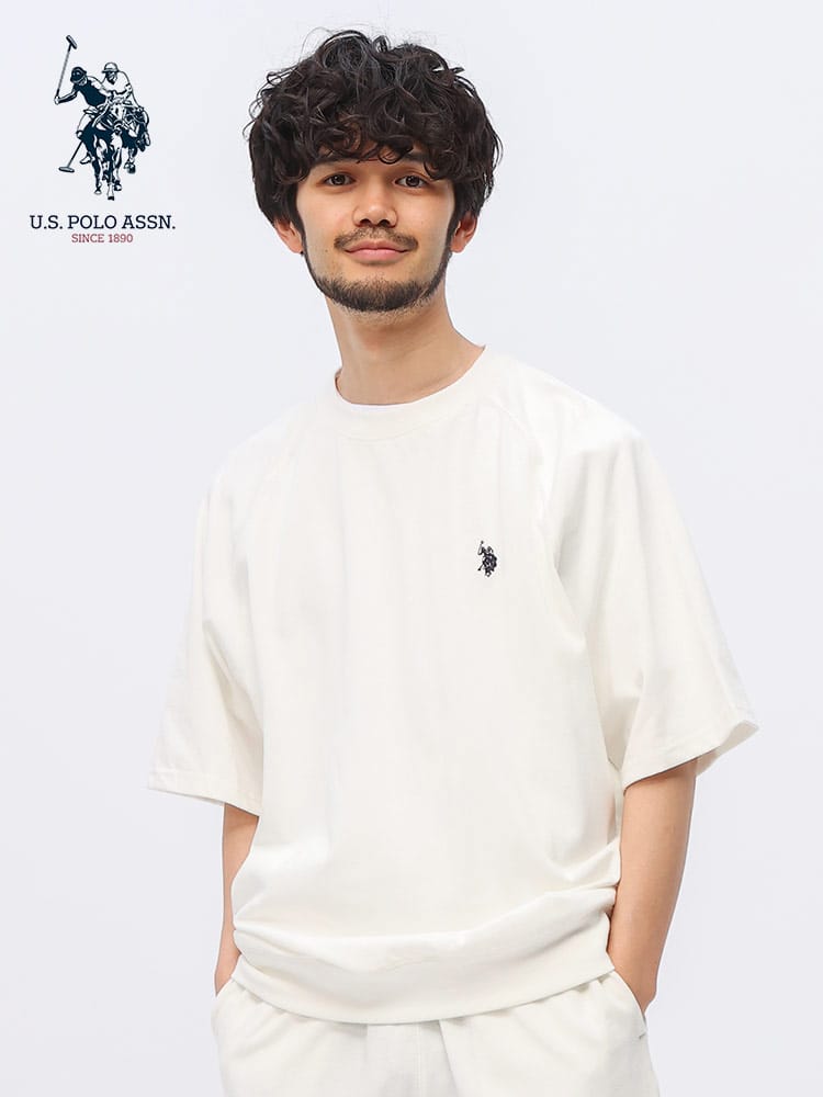 U.S. POLO ASSN. (ユーエスポロアッスン) ロゴ刺繍 ヘビーウェイト ラグラン 半袖 Tシャツ PLM42200