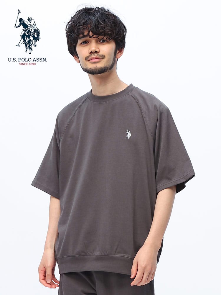 U.S. POLO ASSN. (ユーエスポロアッスン) ロゴ刺繍 ヘビーウェイト ラグラン 半袖 Tシャツ PLM42200