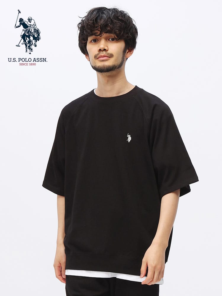 U.S. POLO ASSN. (ユーエスポロアッスン) ロゴ刺繍 ヘビーウェイト ラグラン 半袖 Tシャツ PLM42200