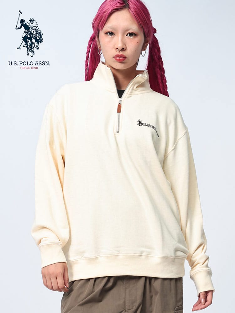U.S. POLO ASSN.  (ユーエスポロアッスン) 裏毛 ロゴ刺繍 ハーフジップ スウェット PLM43301
