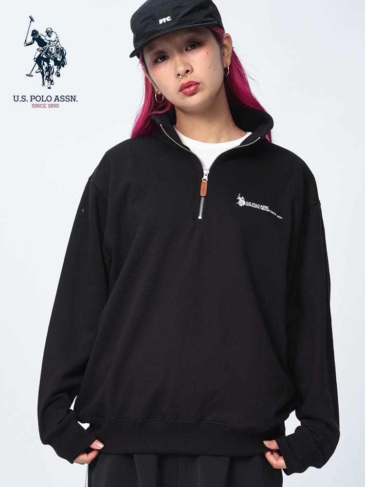 U.S. POLO ASSN.  (ユーエスポロアッスン) 裏毛 ロゴ刺繍 ハーフジップ スウェット PLM43301