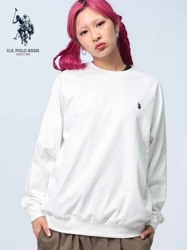 U.S. POLO ASSN.  (ユーエスポロアッスン) ロゴ刺繍 ヘビーウェイト ラグラン 長袖 Tシャツ PLM43201