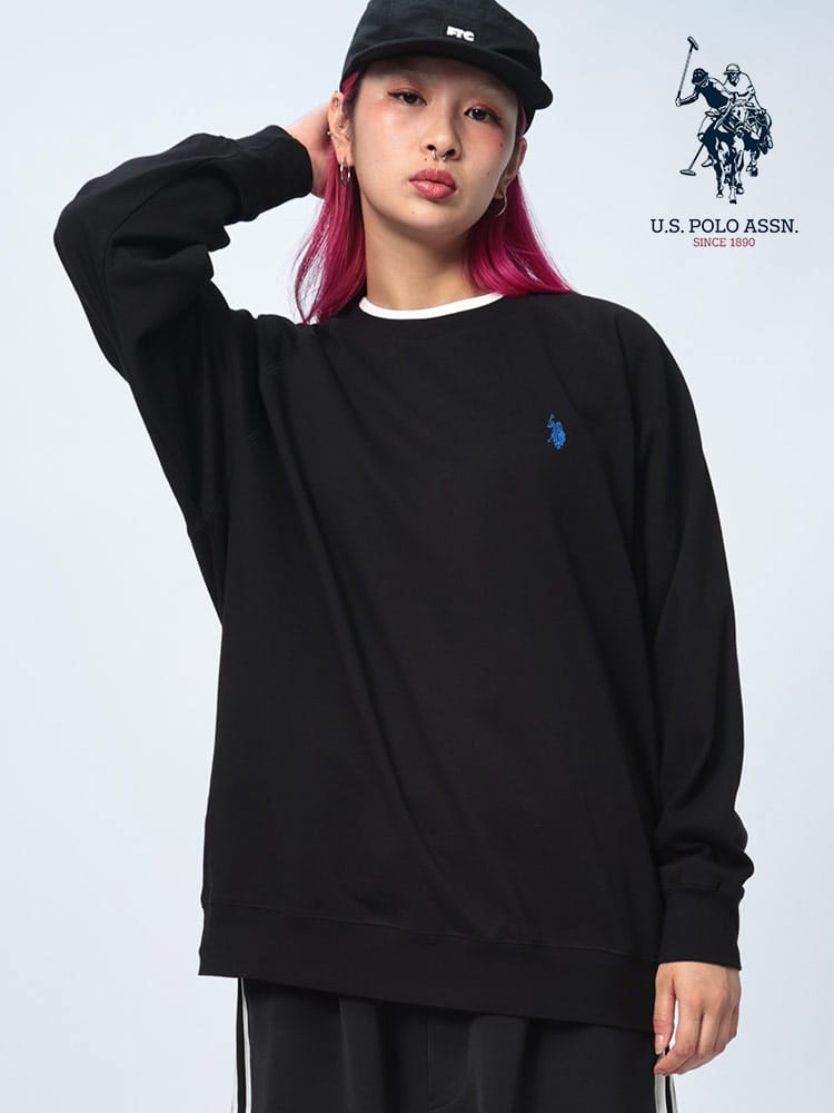 U.S. POLO ASSN.  (ユーエスポロアッスン) ロゴ刺繍 ヘビーウェイト ラグラン 長袖 Tシャツ PLM43201