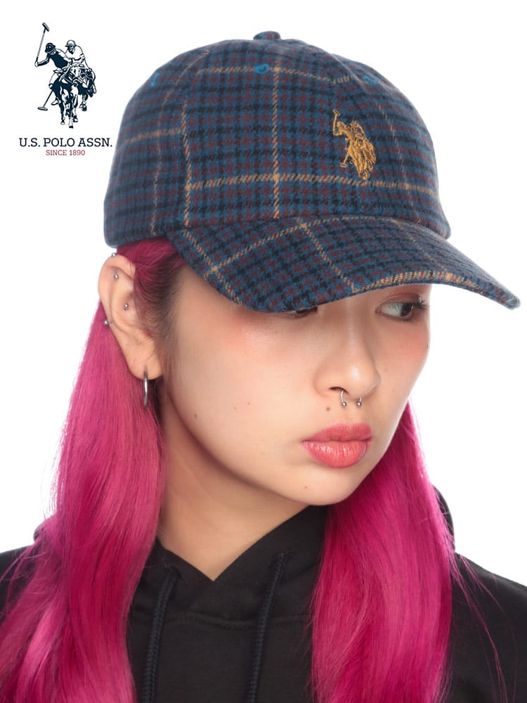 U.S. POLO ASSN.  (ユーエスポロアッスン) ロゴ刺繍 チェック柄 ローキャップ PLM43951