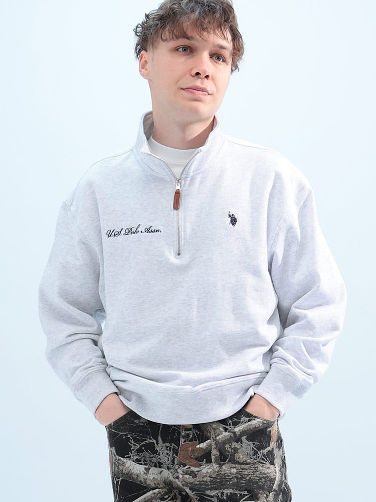 U.S. POLO ASSN.  (ユーエスポロアッスン) ロゴ刺繍 ハーフジップ スタンド スウェット PLM51302