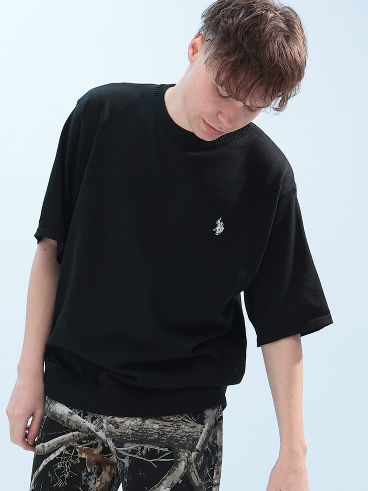 U.S. POLO ASSN.  (ユーエスポロアッスン) ワンポイント クルーネック 半袖 ニット PLM51400