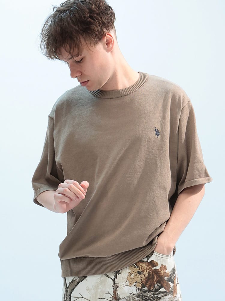 U.S. POLO ASSN.  (ユーエスポロアッスン) ワンポイント クルーネック 半袖 ニット PLM51400