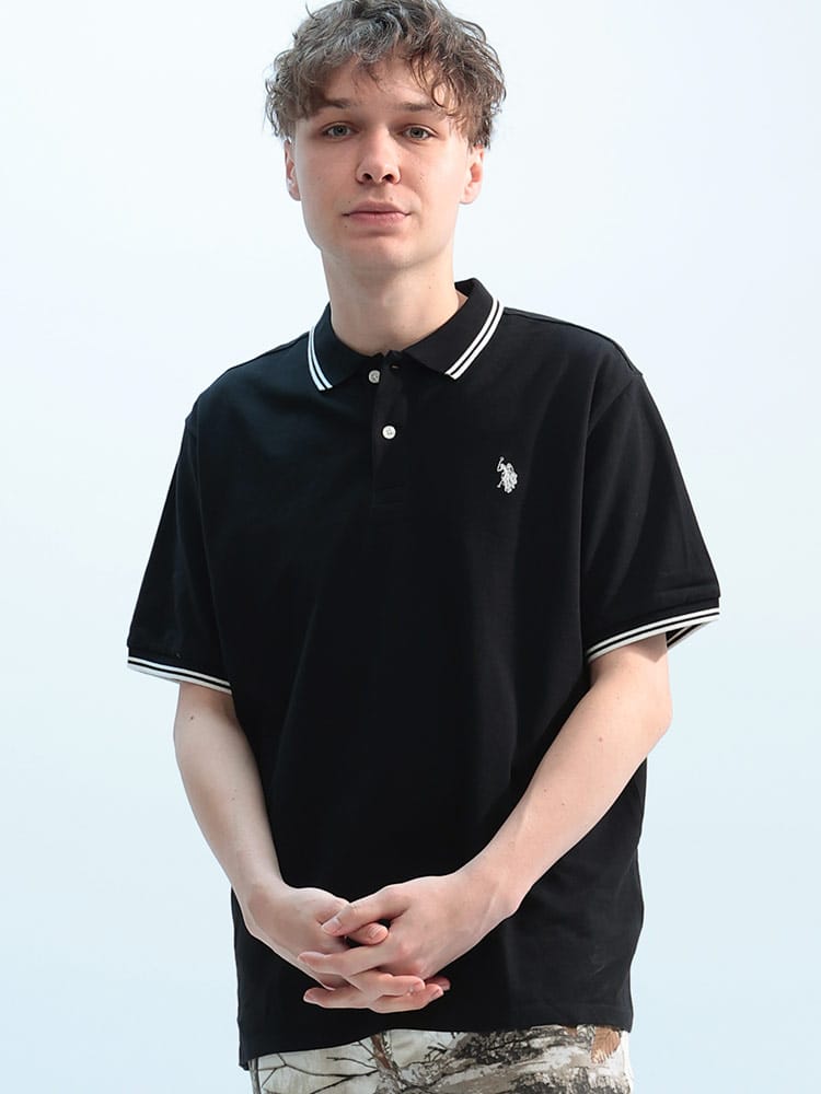 U.S. POLO ASSN.  (ユーエスポロアッスン) 鹿の子 ライン 半袖 ポロシャツ PLM42114