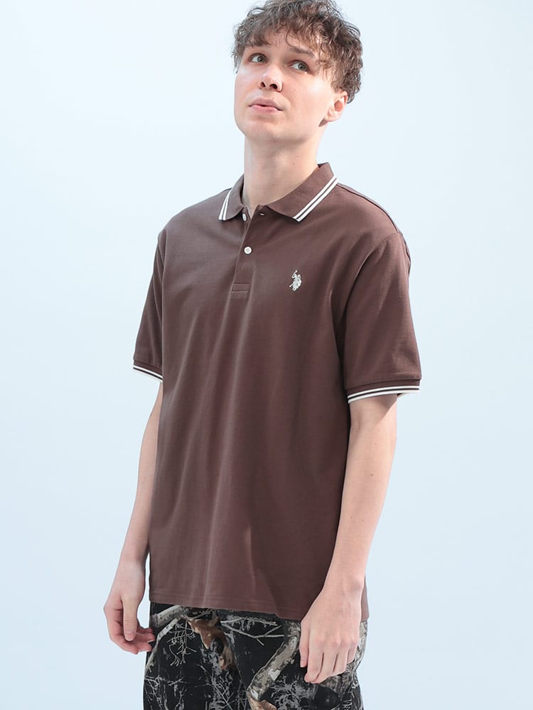 U.S. POLO ASSN.  (ユーエスポロアッスン) 鹿の子 ライン 半袖 ポロシャツ PLM42114
