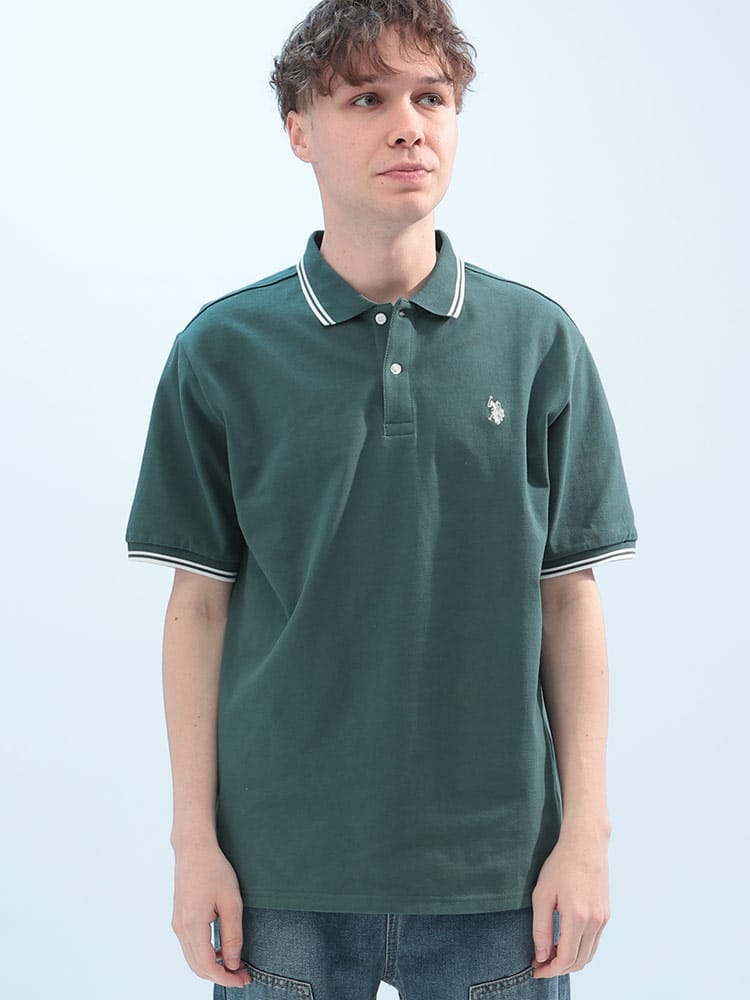U.S. POLO ASSN.  (ユーエスポロアッスン) 鹿の子 ライン 半袖 ポロシャツ PLM42114