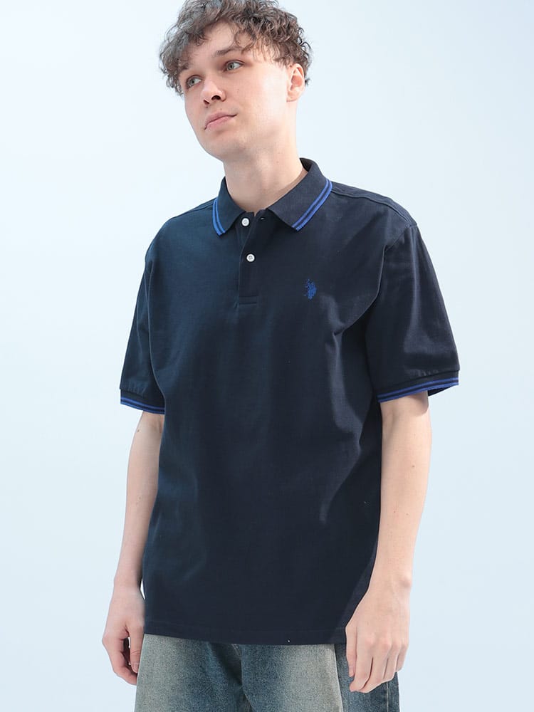 U.S. POLO ASSN.  (ユーエスポロアッスン) 鹿の子 ライン 半袖 ポロシャツ PLM42114