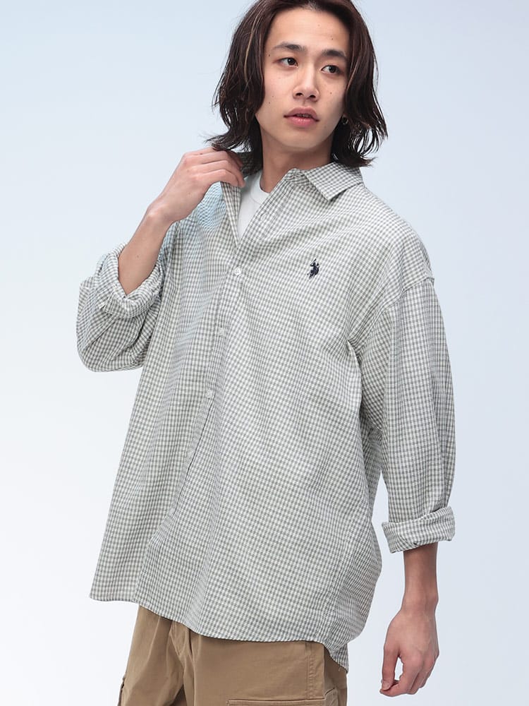 U.S. POLO ASSN.  (ユーエスポロアッスン) 綿100％ ワンポイント 長袖 オーバーシャツ PLM51702