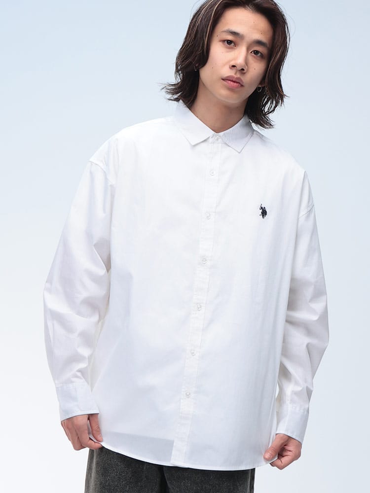 U.S. POLO ASSN.  (ユーエスポロアッスン) 綿100％ ワンポイント 長袖 オーバーシャツ PLM51702