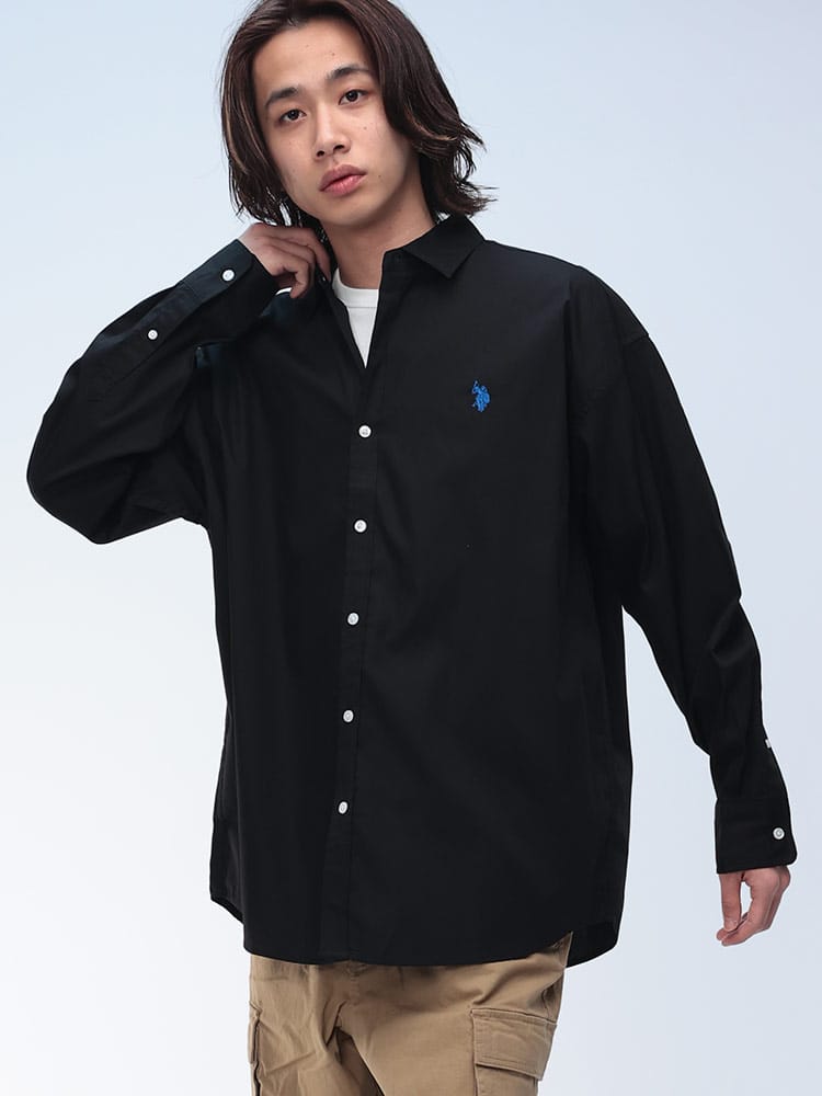 U.S. POLO ASSN.  (ユーエスポロアッスン) 綿100％ ワンポイント 長袖 オーバーシャツ PLM51702