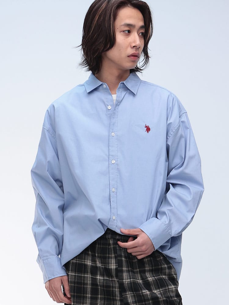 U.S. POLO ASSN.  (ユーエスポロアッスン) 綿100％ ワンポイント 長袖 オーバーシャツ PLM51702