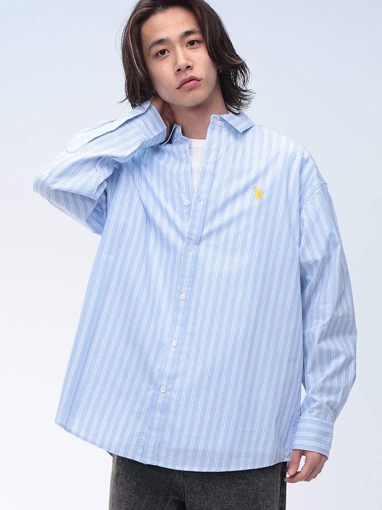 U.S. POLO ASSN.  (ユーエスポロアッスン) 綿100％ ワンポイント 長袖 オーバーシャツ PLM51702