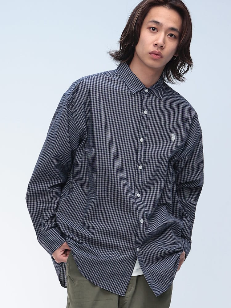 U.S. POLO ASSN.  (ユーエスポロアッスン) 綿100％ ワンポイント 長袖 オーバーシャツ PLM51702