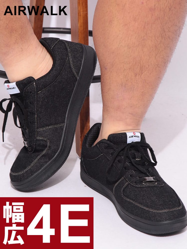 スニーカー 4E ワイド デニムライク インソール抗菌・防臭加工 AWMK0290  シューズ 靴  大きいサイズ メンズ