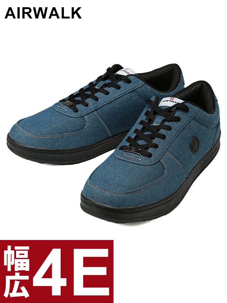 スニーカー 4E ワイド デニムライク インソール抗菌・防臭加工 AWMK0290  シューズ 靴  大きいサイズ メンズ