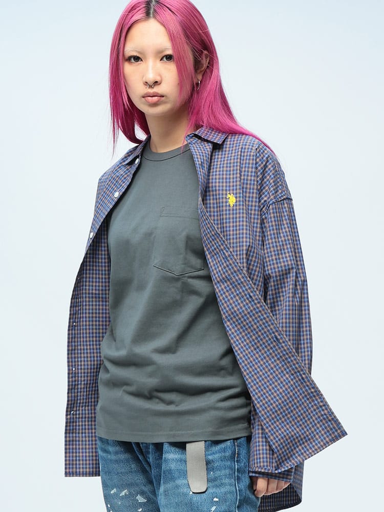 U.S. POLO ASSN.  (ユーエスポロアッスン) 綿100％ チェック柄 レギュラーカラー 長袖 シャツ