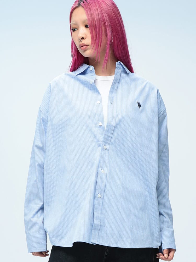 U.S. POLO ASSN.  (ユーエスポロアッスン) 綿100％ チェック柄 レギュラーカラー 長袖 シャツ