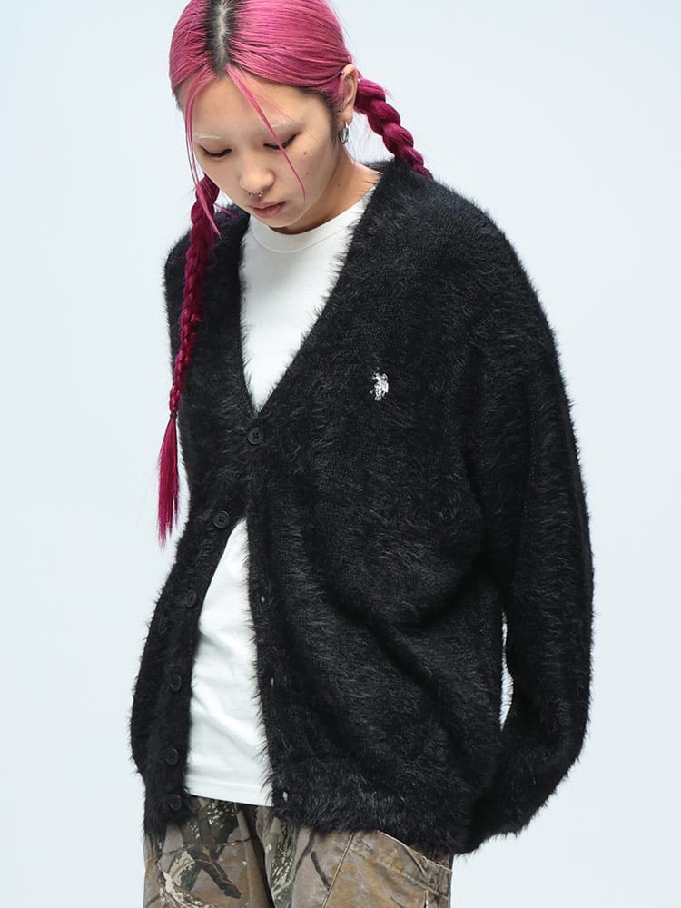 U.S. POLO ASSN.  (ユーエスポロアッスン) Vネック シャギーニット カーディガン セーター rgc_knit