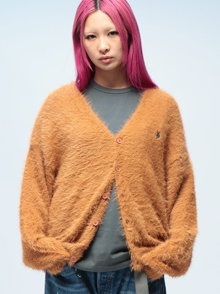 U.S. POLO ASSN.  (ユーエスポロアッスン) Vネック シャギーニット カーディガン セーター rgc_knit