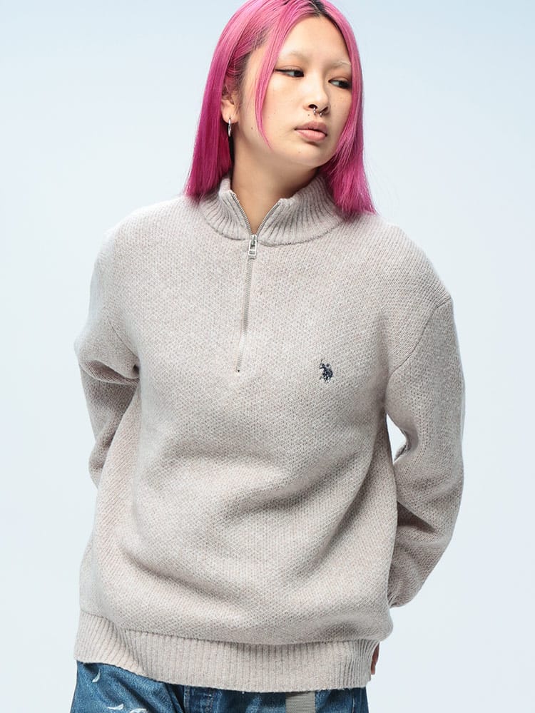 U.S. POLO ASSN.  (ユーエスポロアッスン) ワンポイント ハーフジップ セーター ニット rgc_knit