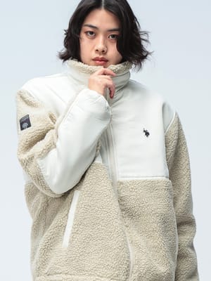 U.S. POLO ASSN.  (ユーエスポロアッスン) ボアジャケット 切り替えデザイン フルジップ ブルゾン