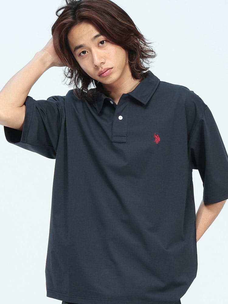 U.S. POLO ASSN.  (ユーエスポロアッスン) ポロシャツ 半袖 接触冷感 ワンポイント シャツ トップス ポロ オーバーサイズ シンプル ベーシック 春 夏 PLM61101