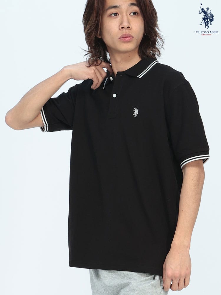 U.S. POLO ASSN.  (ユーエスポロアッスン) ポロシャツ 半袖 鹿の子 ライン ワンポイント シャツ トップス ポロ シンプル ベーシック 春 夏 PLM61103