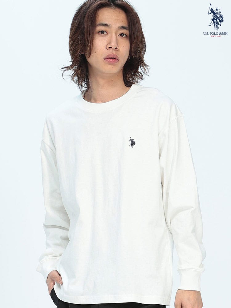U.S. POLO ASSN.  (ユーエスポロアッスン) 長袖 Tシャツ ワンポイント クルーネック シャツ トップス コットン ロンT シンプル ベーシック PLM61205