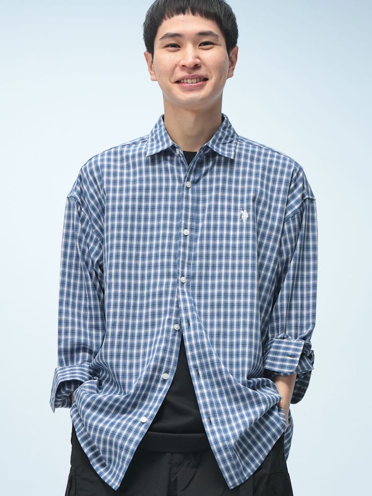 U.S. POLO ASSN. (ユーエスポロアッスン) チェック柄 オーバーサイズ 長袖 シャツ ワンポイント ロゴ 刺繍 綿100% ユニセックス カジュアルシャツ PLM61708