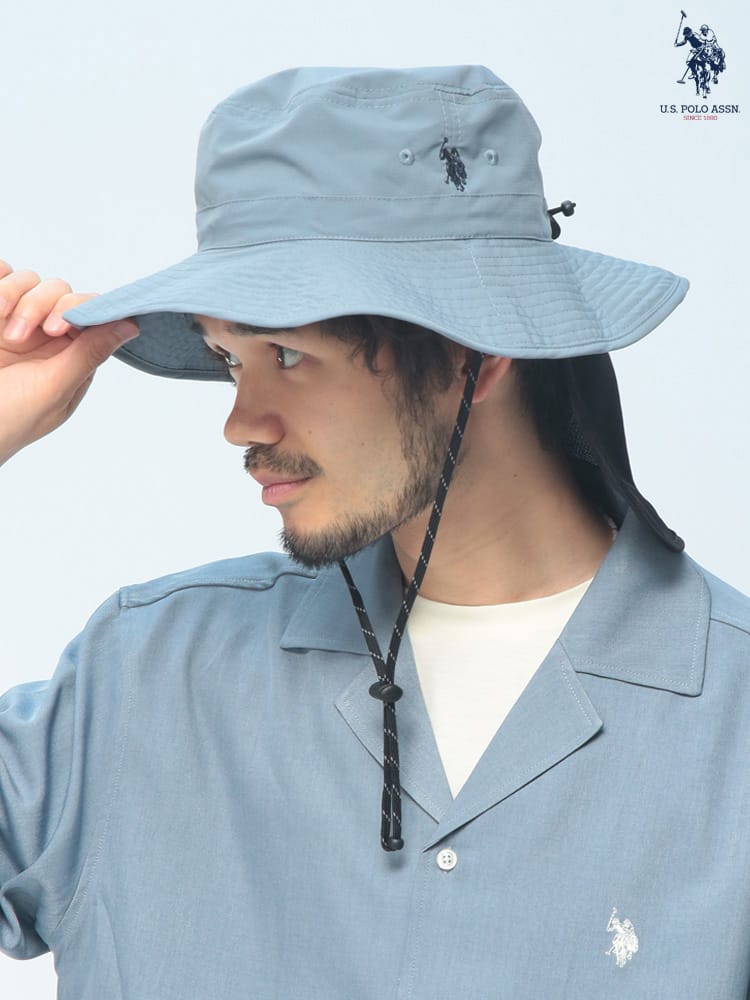 U.S. POLO ASSN. (ユーエスポロアッスン)　アドベンチャーハット PLM61951 サンシェード付 あご紐付 サファリハット コード ユニセックス