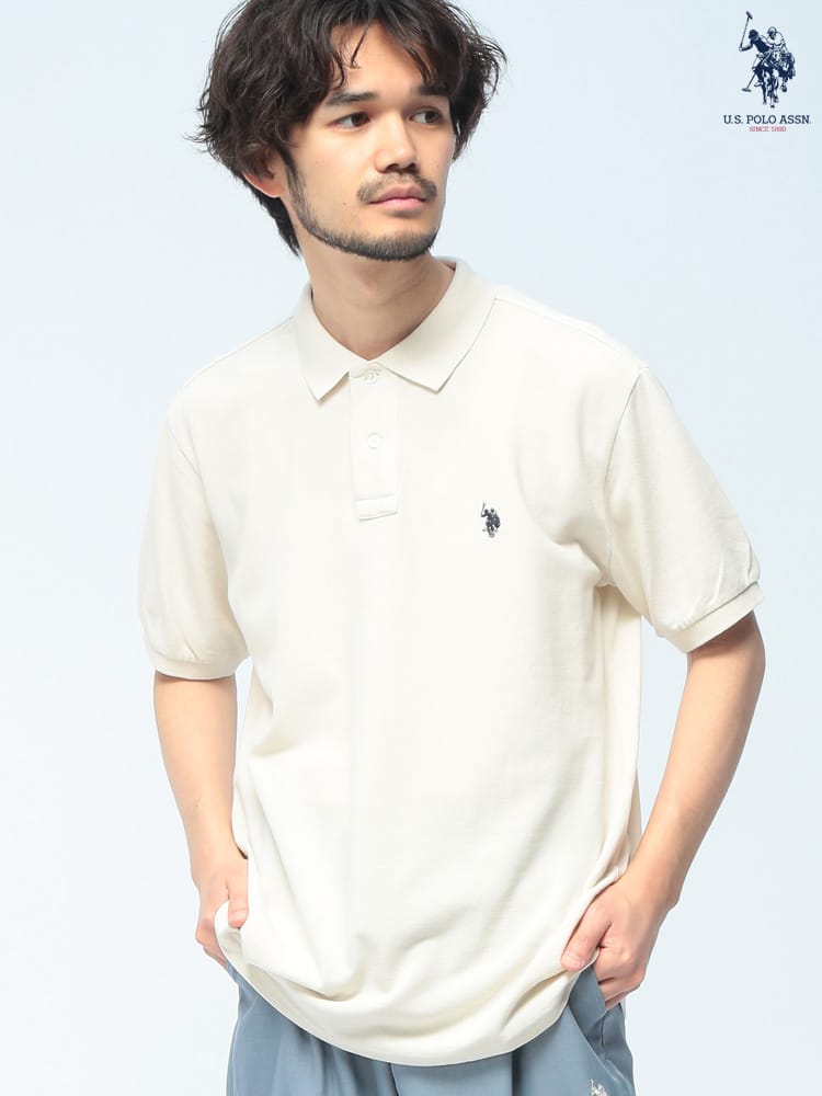 U.S. POLO ASSN. (ユーエスポロアッスン) ポロシャツ 半袖 PLM62100 ワンポイント ロゴ刺繍 シャツ ユニセックス 