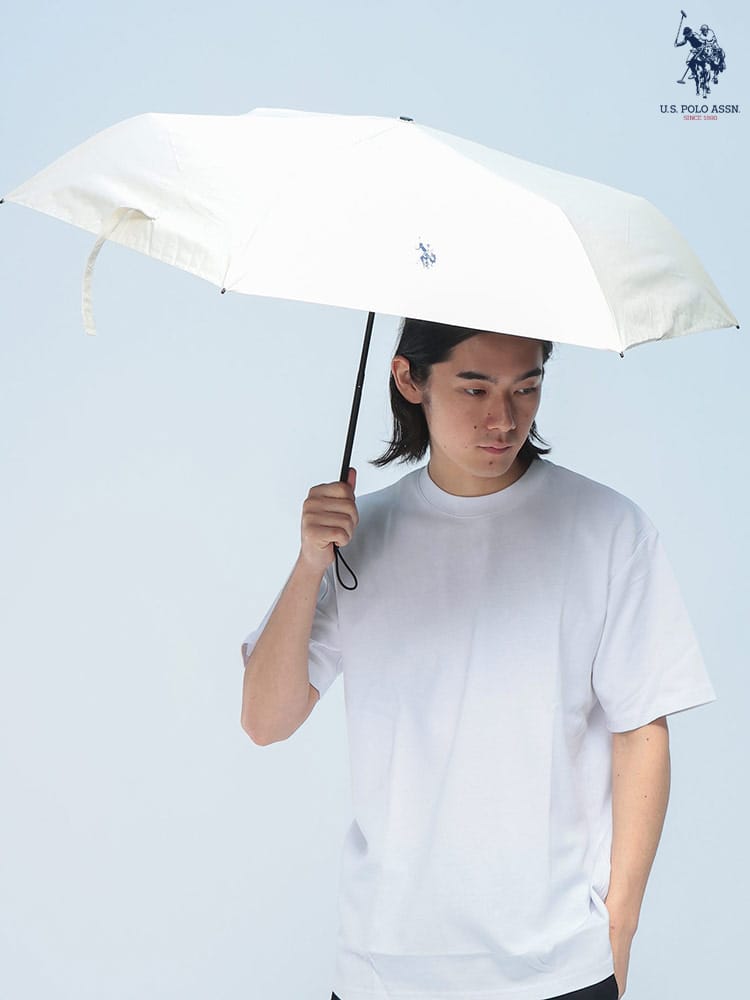 U.S. POLO ASSN. (ユーエスポロアッスン) 日傘 晴雨兼用 UPF50+ 無地 折りたたみ傘 50cm ユニセックス