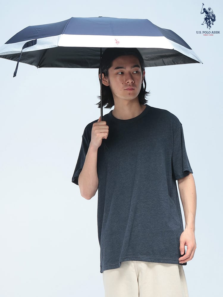 U.S. POLO ASSN. (ユーエスポロアッスン) 日傘 晴雨兼用 UPF50+ 無地 折りたたみ傘 50cm ユニセックス