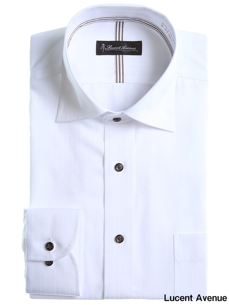 LUCENT AVENUE (ルーセントアベニュー) 形態安定 柄 ワイドカラー すっきりシルエット 長袖 シャツ