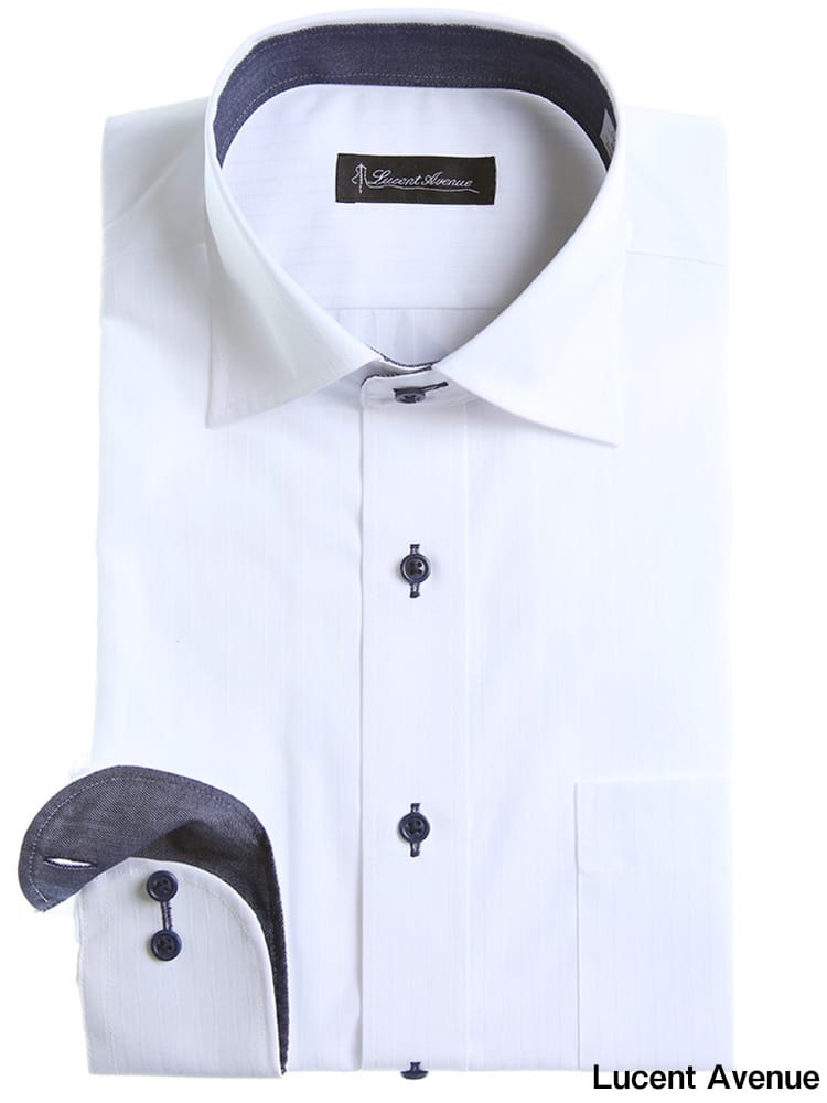 LUCENT AVENUE (ルーセントアベニュー) 形態安定 柄 ワイドカラー すっきりシルエット 長袖 シャツ