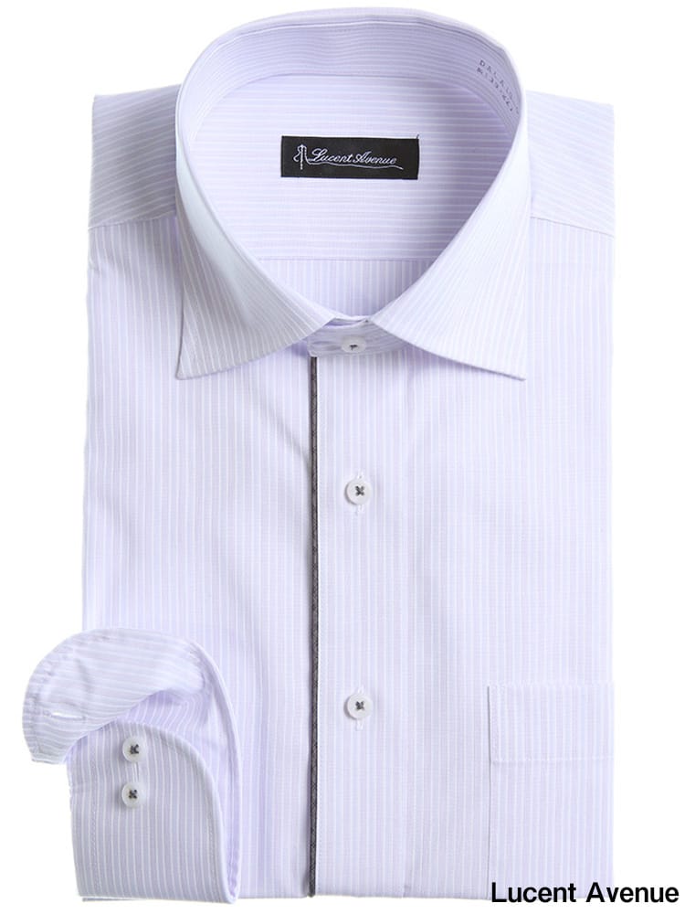 LUCENT AVENUE (ルーセントアベニュー) 形態安定 柄 ワイドカラー すっきりシルエット 長袖 シャツ