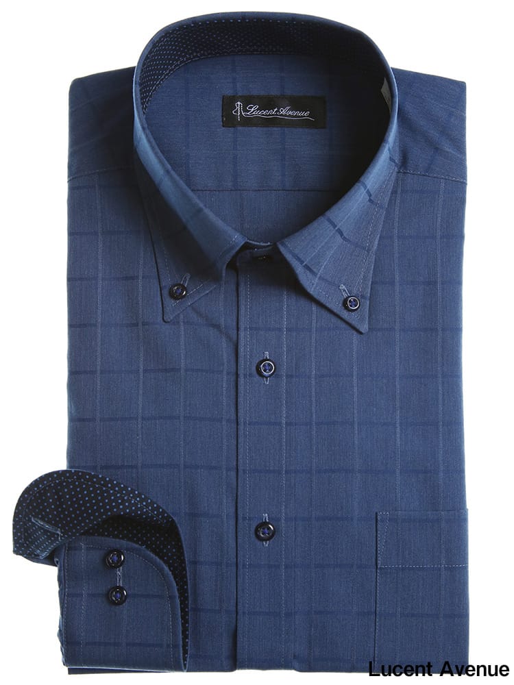 LUCENT AVENUE (ルーセントアベニュー) 形態安定 柄 ボタンダウン すっきりシルエット 長袖 シャツ