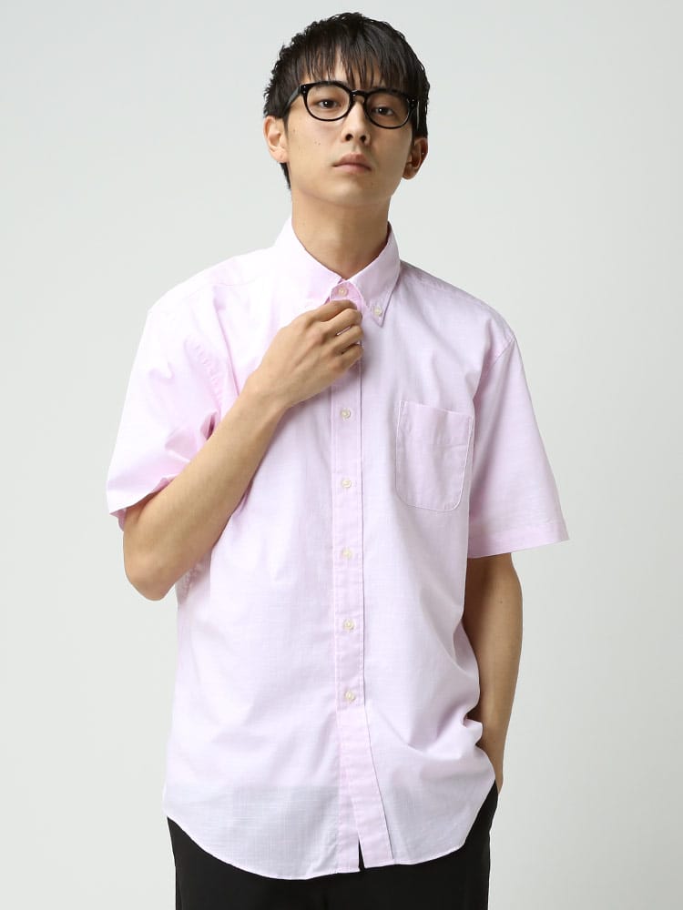 CREW (クルー) 綿100％ ストレッチ スラブ ボタンダウン 半袖 シャツ