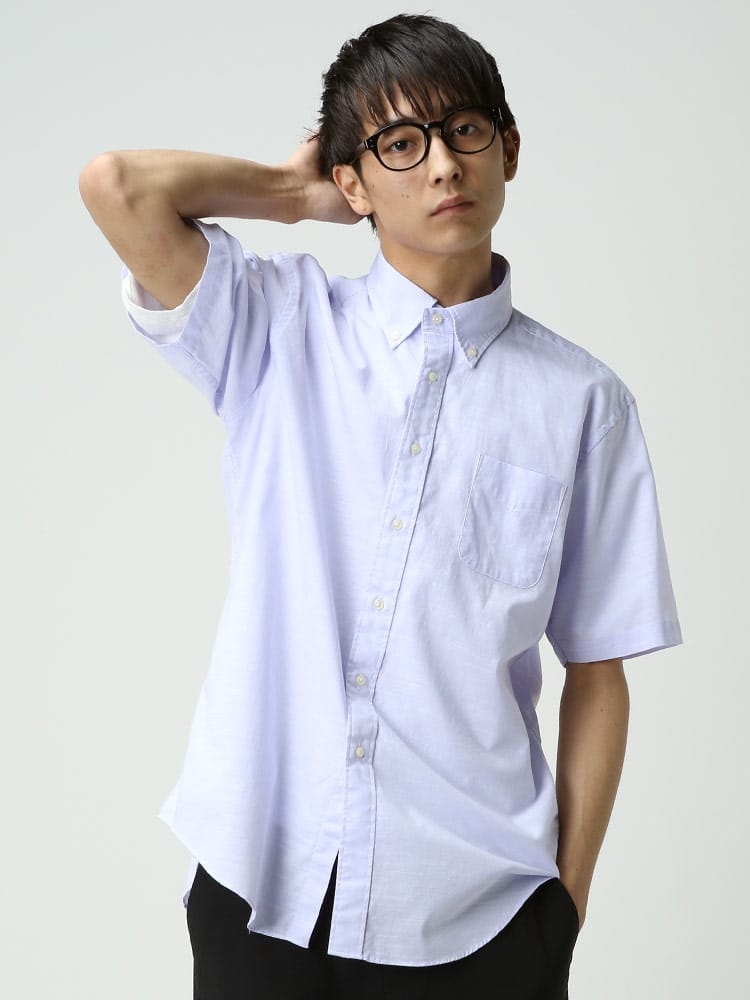 CREW (クルー) 綿100％ ストレッチ スラブ ボタンダウン 半袖 シャツ