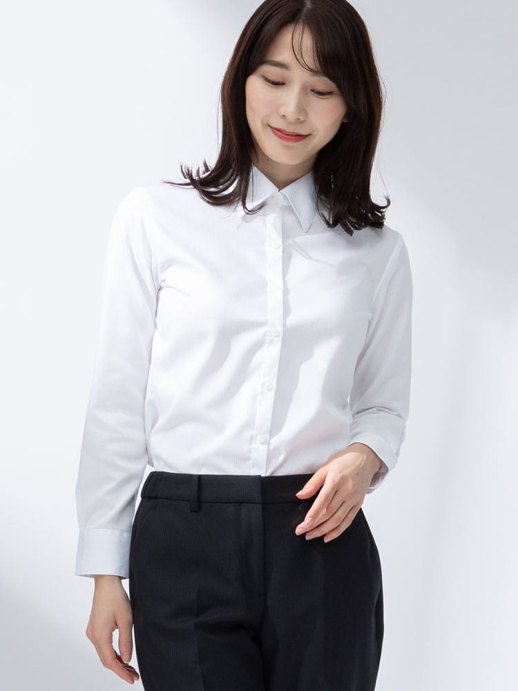 MANLY FELLOW (マンリーフェロー) 形態安定 UVカット ドビー レギュラーカラー 長袖 ブラウス