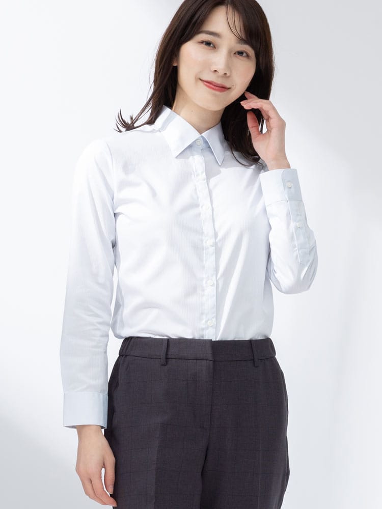 MANLY FELLOW (マンリーフェロー) 形態安定 UVカット ドビー レギュラーカラー 長袖 ブラウス