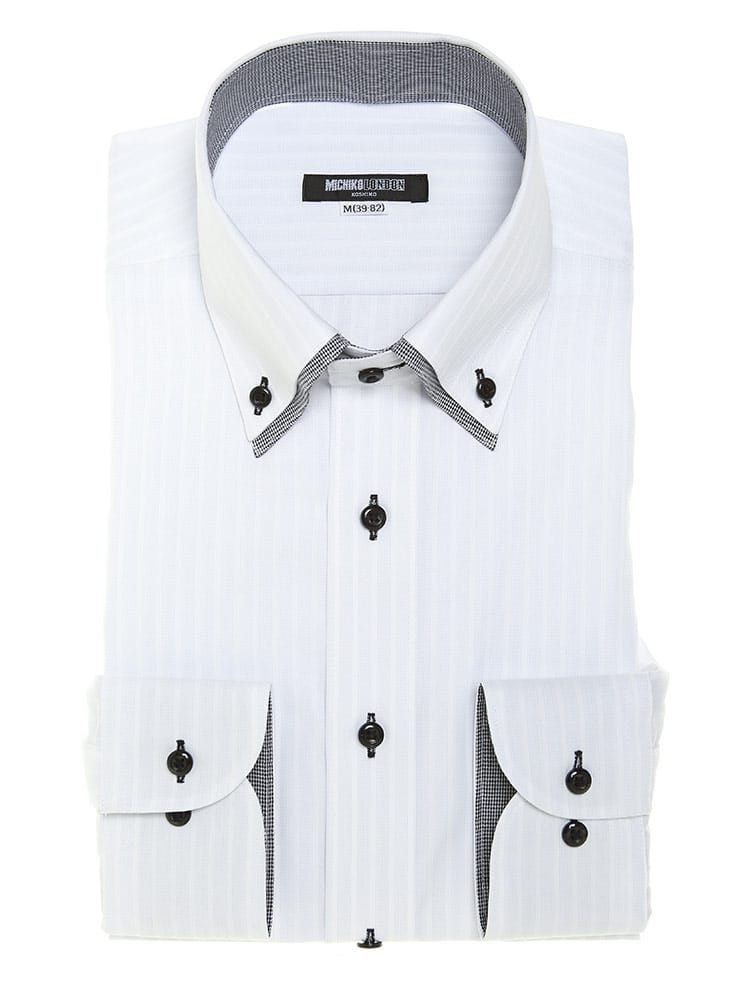 MICHIKO LONDON (ミチコロンドン) 制菌加工 ボタンダウン 長袖 ワイシャツ カッターシャツ【スリムタイプ】