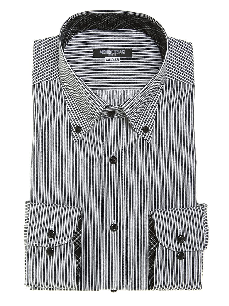 MICHIKO LONDON (ミチコロンドン) 制菌加工 ボタンダウン 長袖 ワイシャツ カッターシャツ【スリムタイプ】